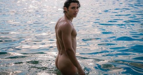 Rearview Fit Guy Naked in a Lake