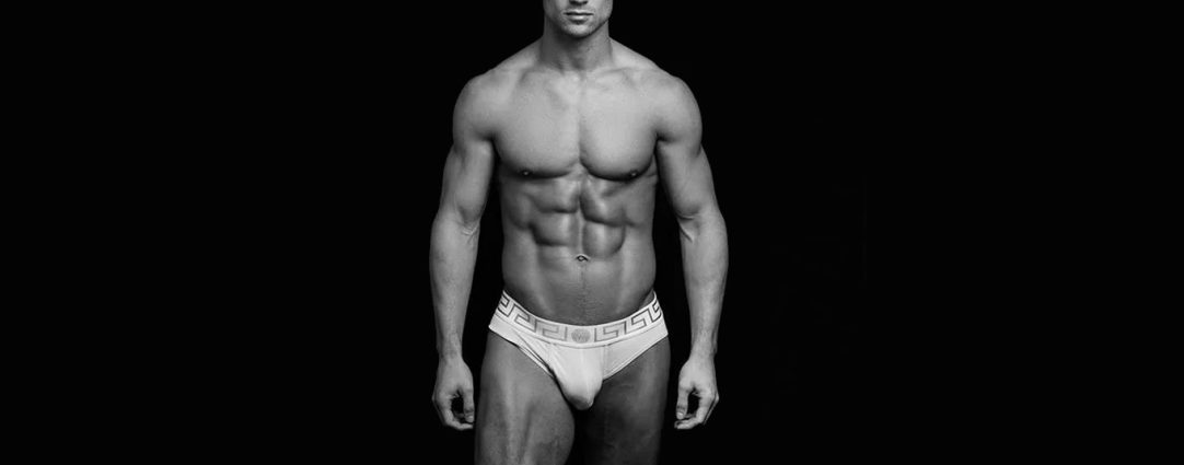 Black and White Athletic Guy in White Briefs