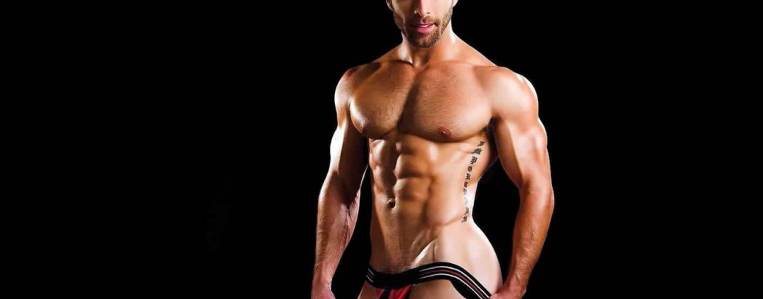 Fit Young Stud in a Red and Black Jockstrap