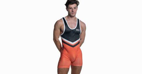 Fit Guy in a Black and Orange Singlet