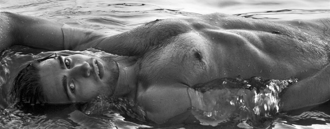 Black and White Athletic Guy at the Waters Edge