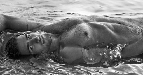 Black and White Athletic Guy at the Waters Edge