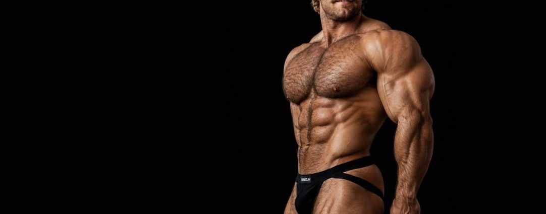 Ripped Bodybuilder in a Black Jockstrap