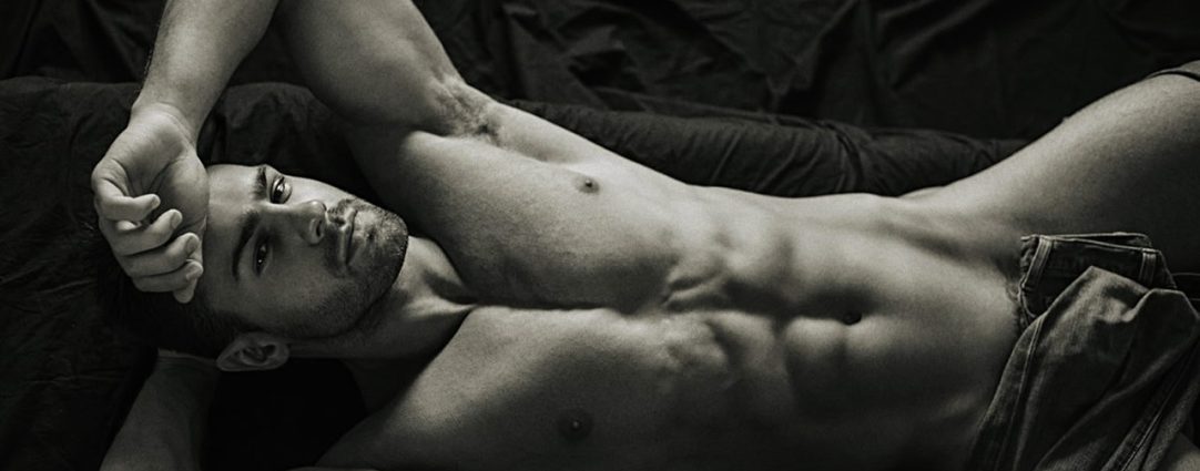 Black and White Fit Guy Artistic Nude in Bed