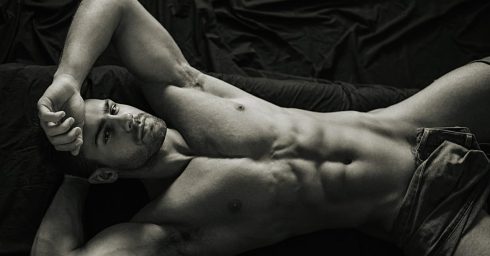 Black and White Fit Guy Artistic Nude in Bed