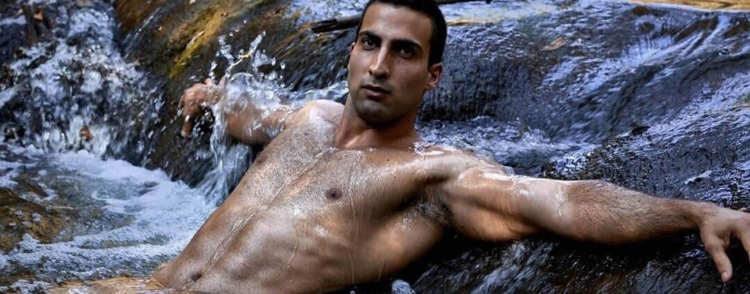 Athletic Young Hunk Naked in a Stream