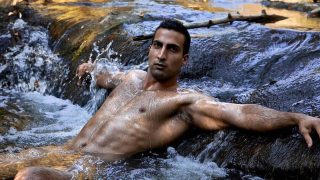 Athletic Young Hunk Naked in a Stream