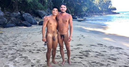 Full-Frontal Two Guys Naked on a Beach
